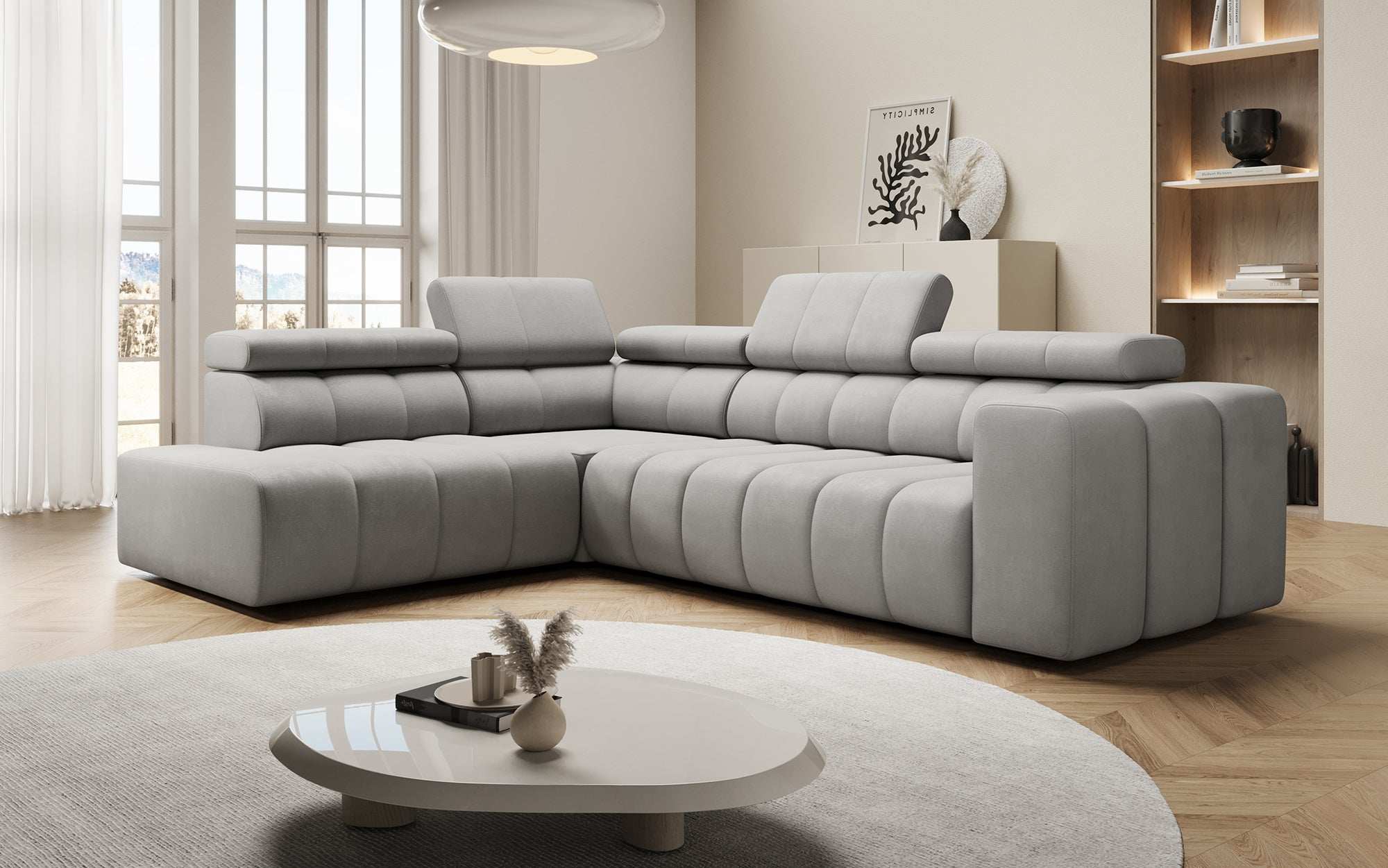 Designer Sofa Aurora L mat elektrescher Schlooffunktioun