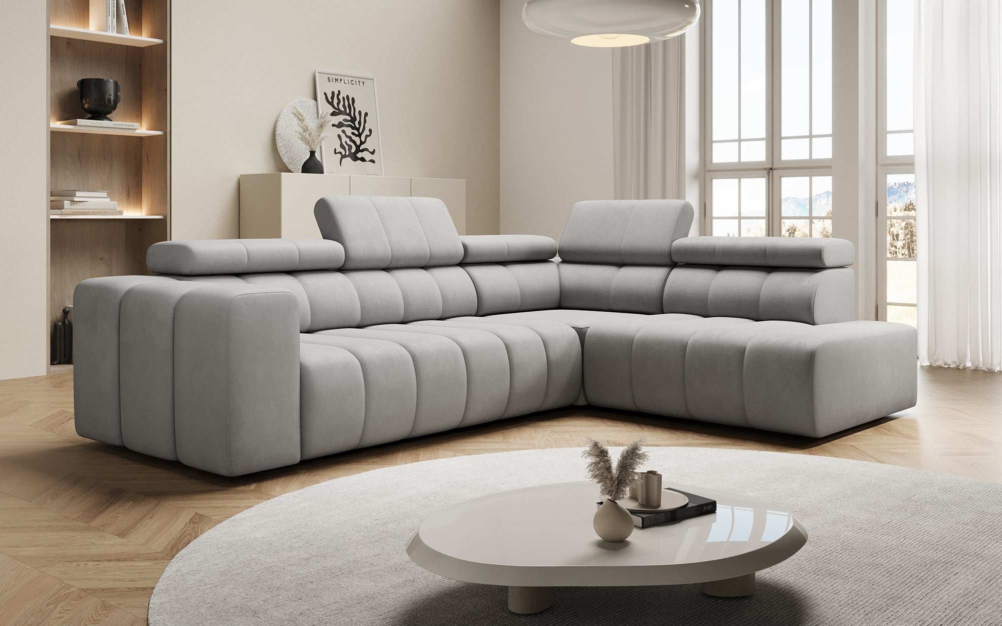Designer Sofa Aurora L mat elektrescher Schlooffunktioun