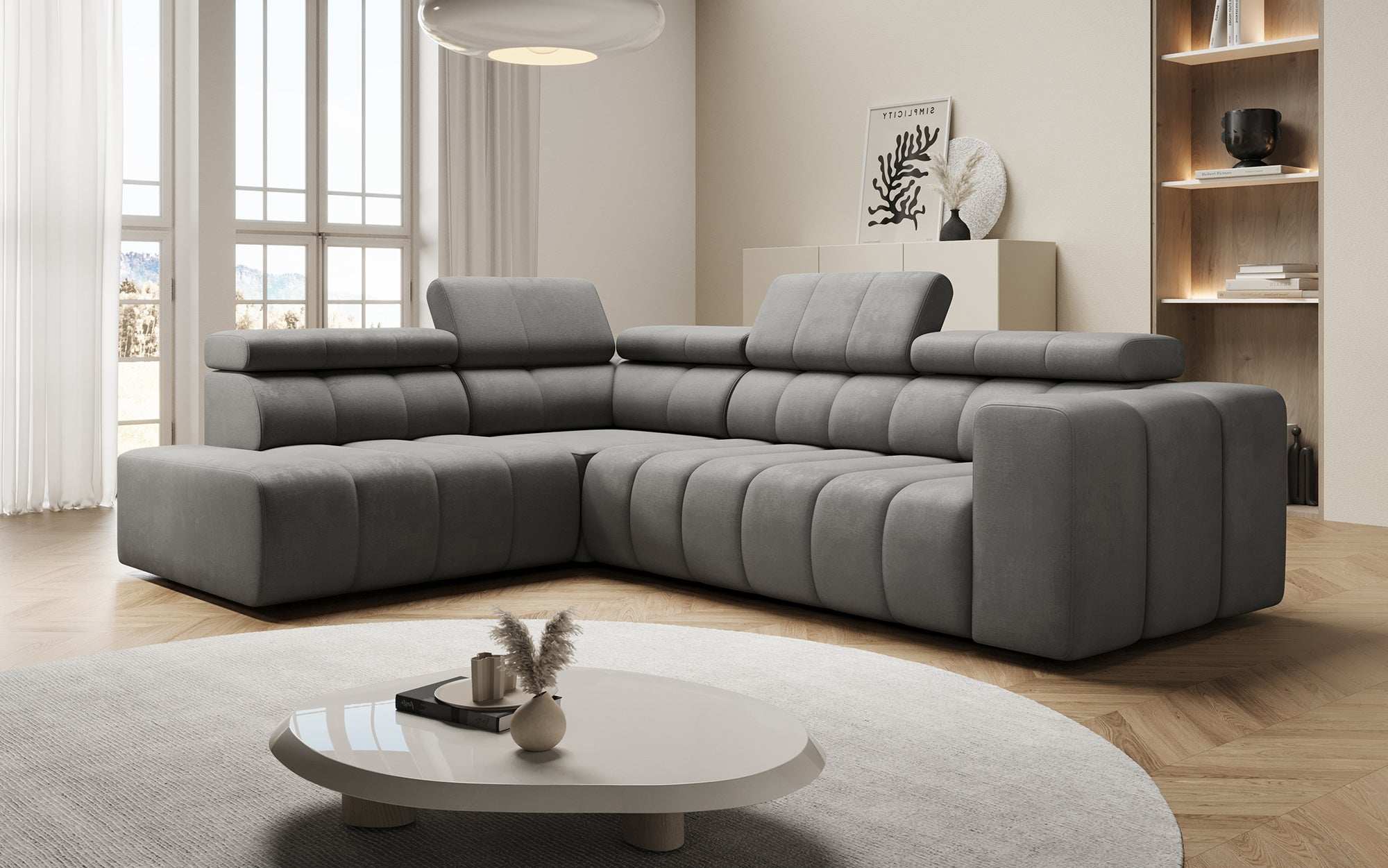 Designer Sofa Aurora L mat elektrescher Schlooffunktioun