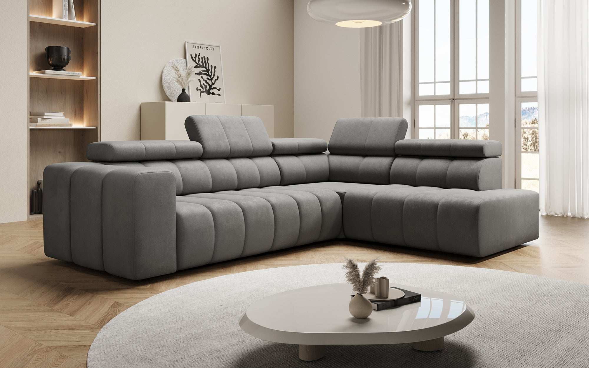 Designer Sofa Aurora L mat elektrescher Schlooffunktioun