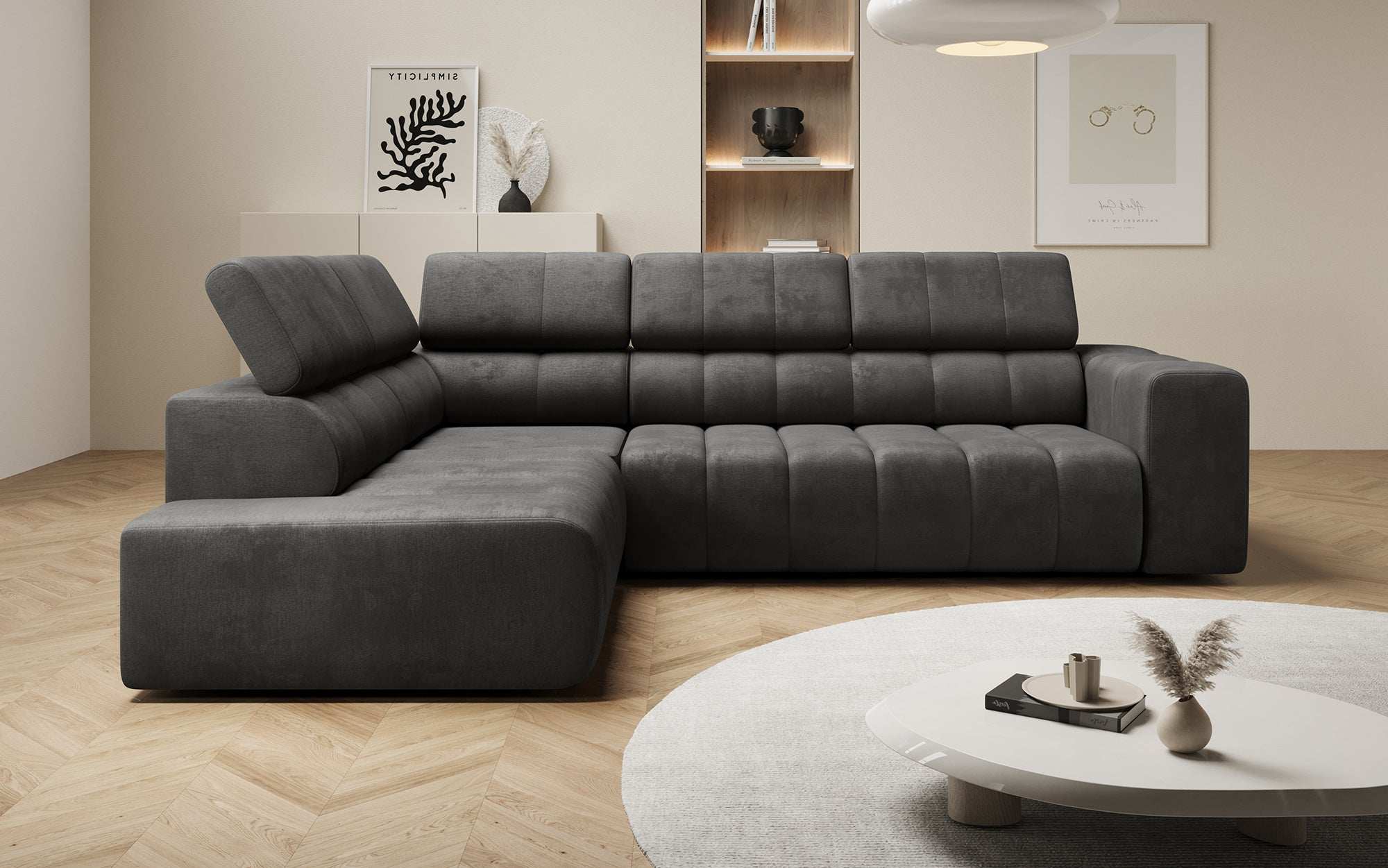 Designer Sofa Aurora L mat elektrescher Schlooffunktioun