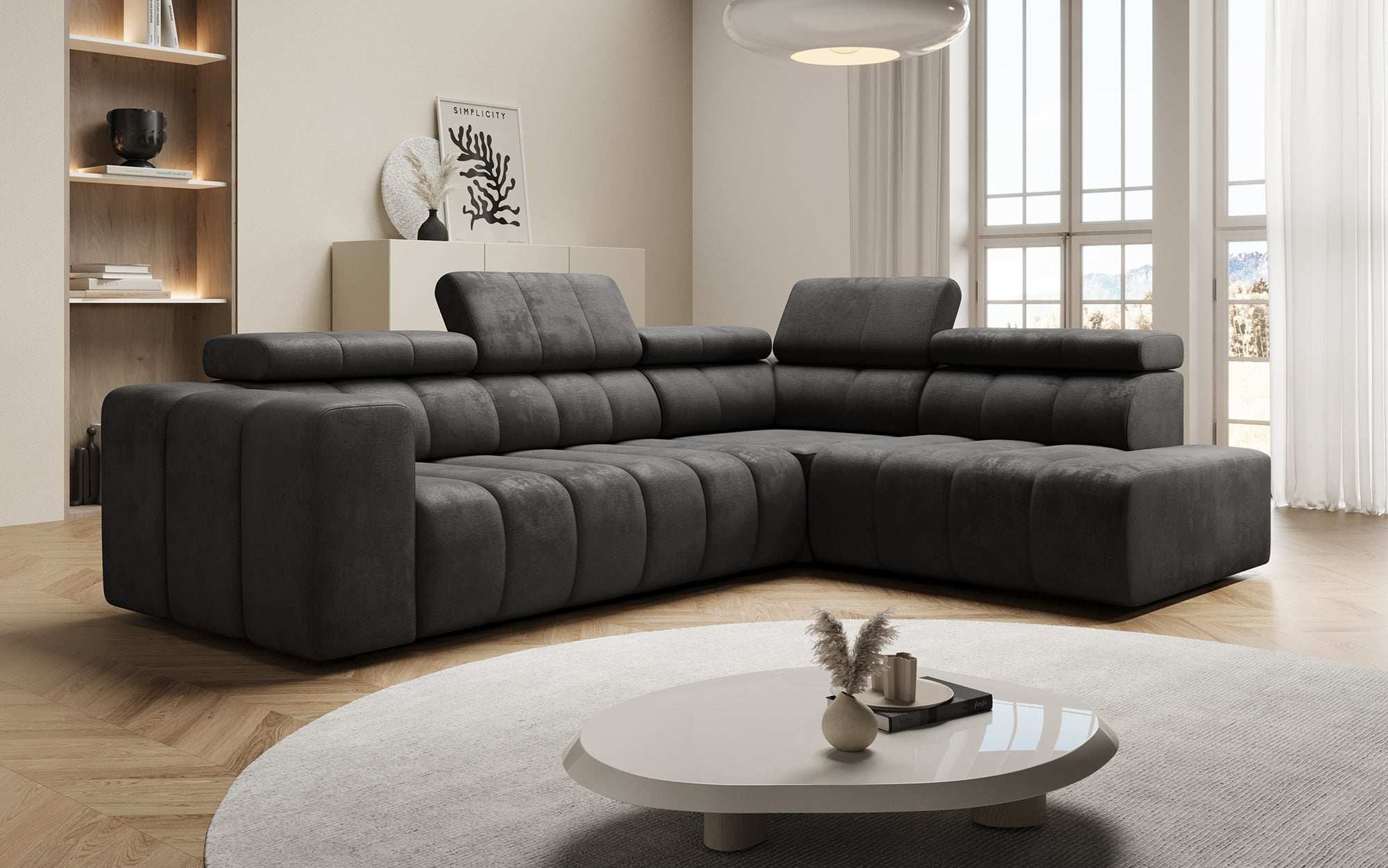 Designer Sofa Aurora L mat elektrescher Schlooffunktioun