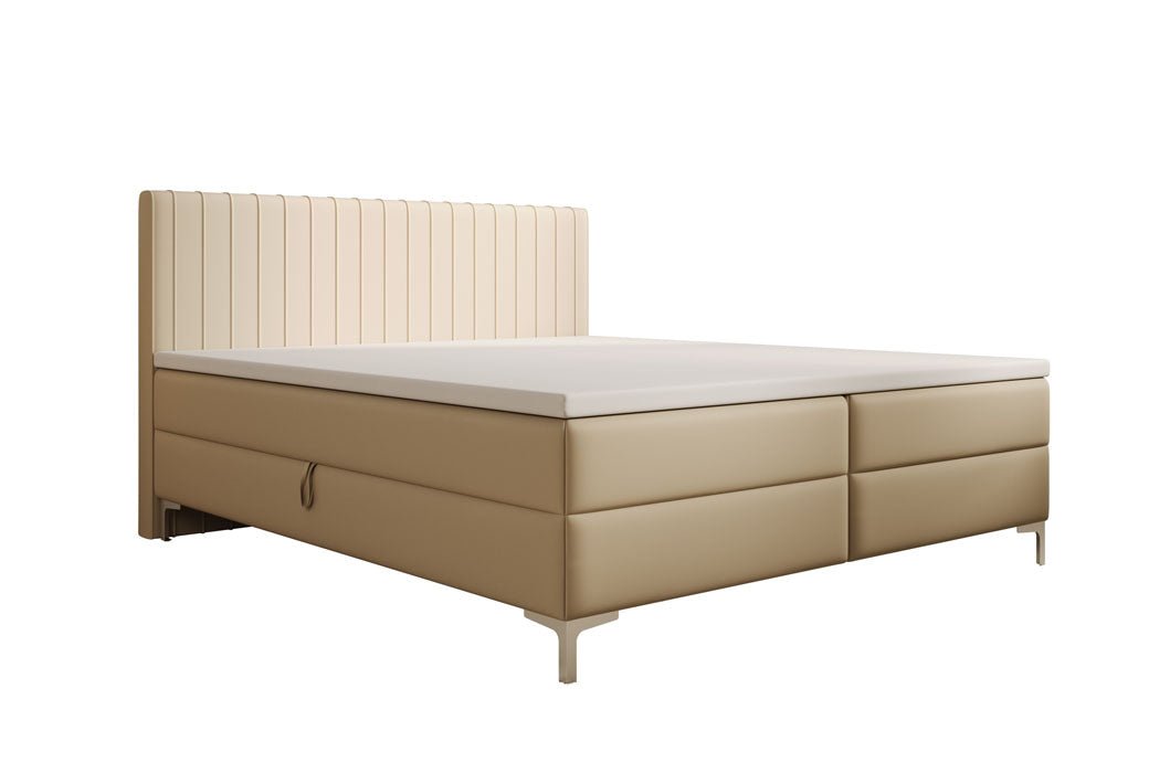 Boxspringbett Leona aus Kunstleder mat Stauraum