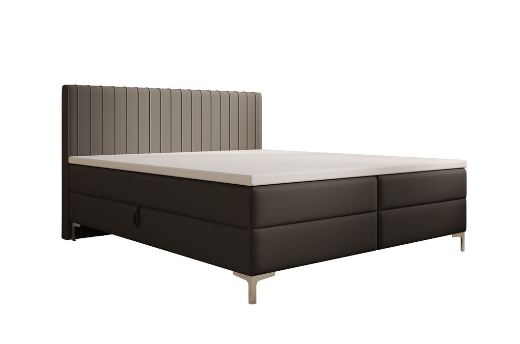 Boxspringbett Leona aus Kunstleder mat Stauraum