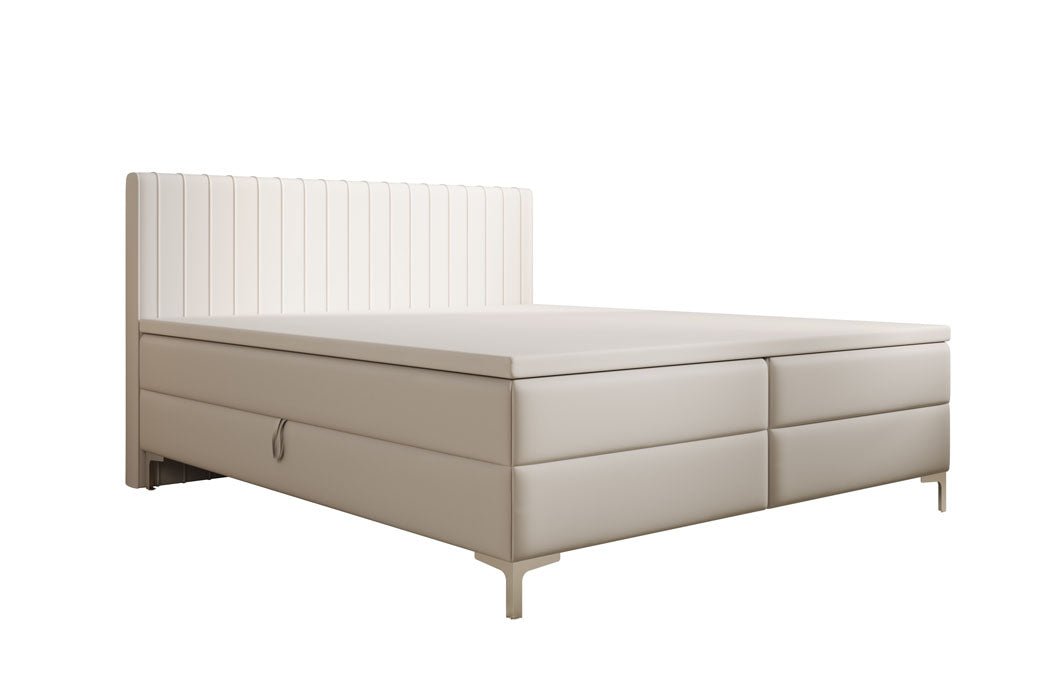 Boxspringbett Leona aus Kunstleder mat Stauraum