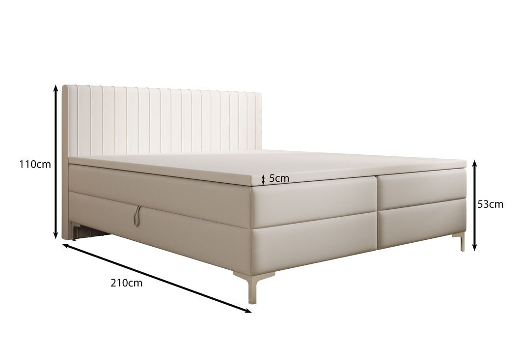 Boxspringbett Leona aus Kunstleder mat Stauraum