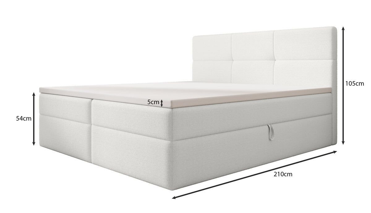 Boxspringbett Eleonora Bouclé mat Stauraum