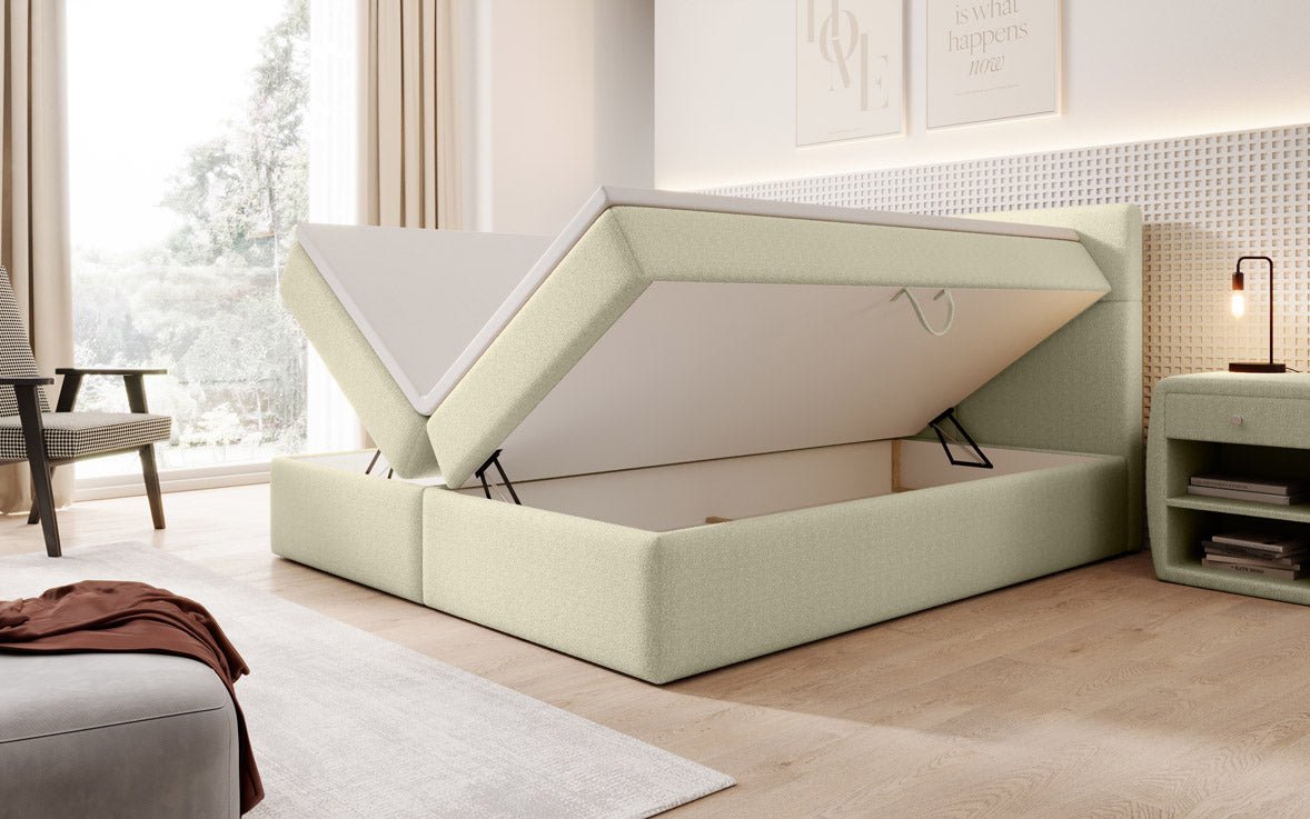 Boxspringbett Eleonora Bouclé mat Stauraum