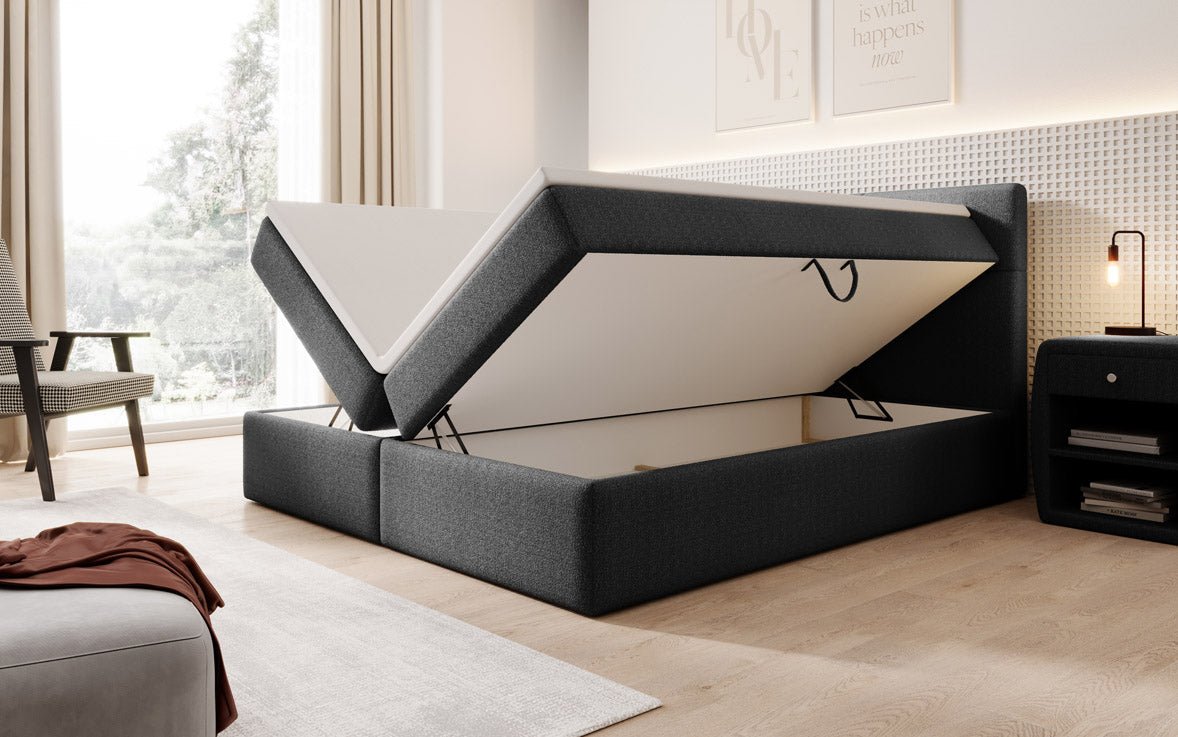 Boxspringbett Eleonora Bouclé mat Stauraum