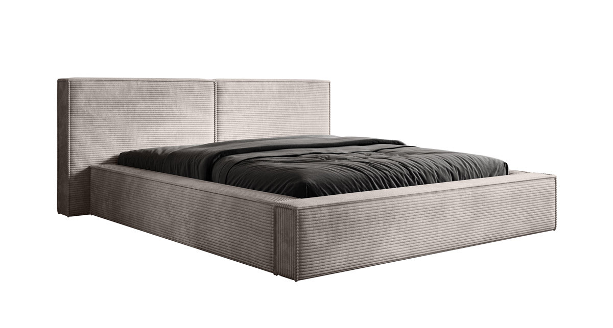 Designer Polsterbett Ophelia aus Cord mat Stauraum