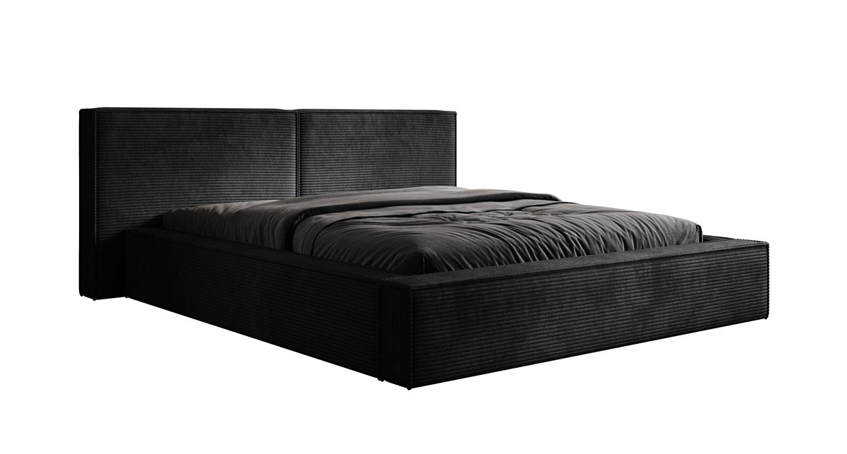 Designer Polsterbett Ophelia aus Cord mat Stauraum