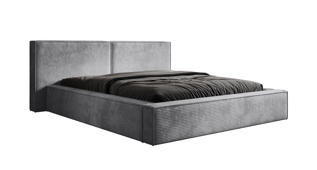 Designer Polsterbett Ophelia aus Cord mat Stauraum