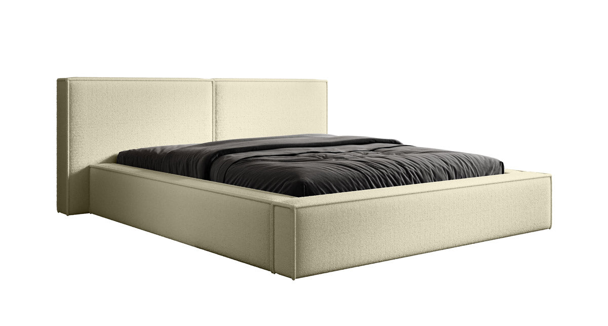 Designer Polsterbett Ophelia a Bouclé mat Stauraum