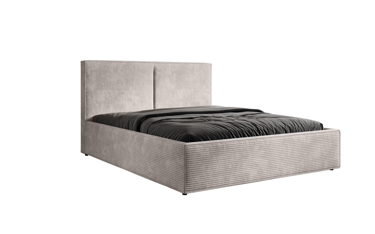 Designer Polsterbett Elara aus Cord mat Stauraum