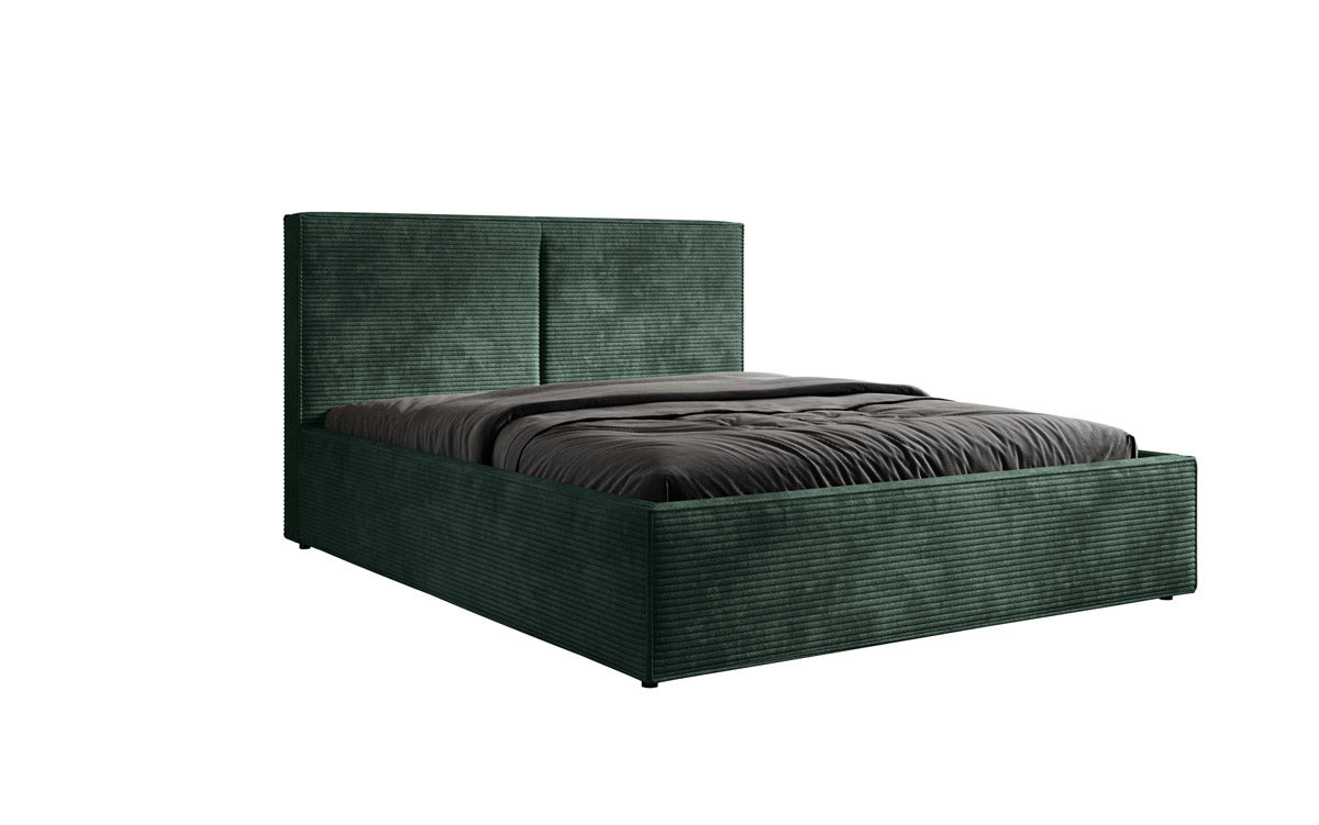 Designer Polsterbett Elara aus Cord mat Stauraum