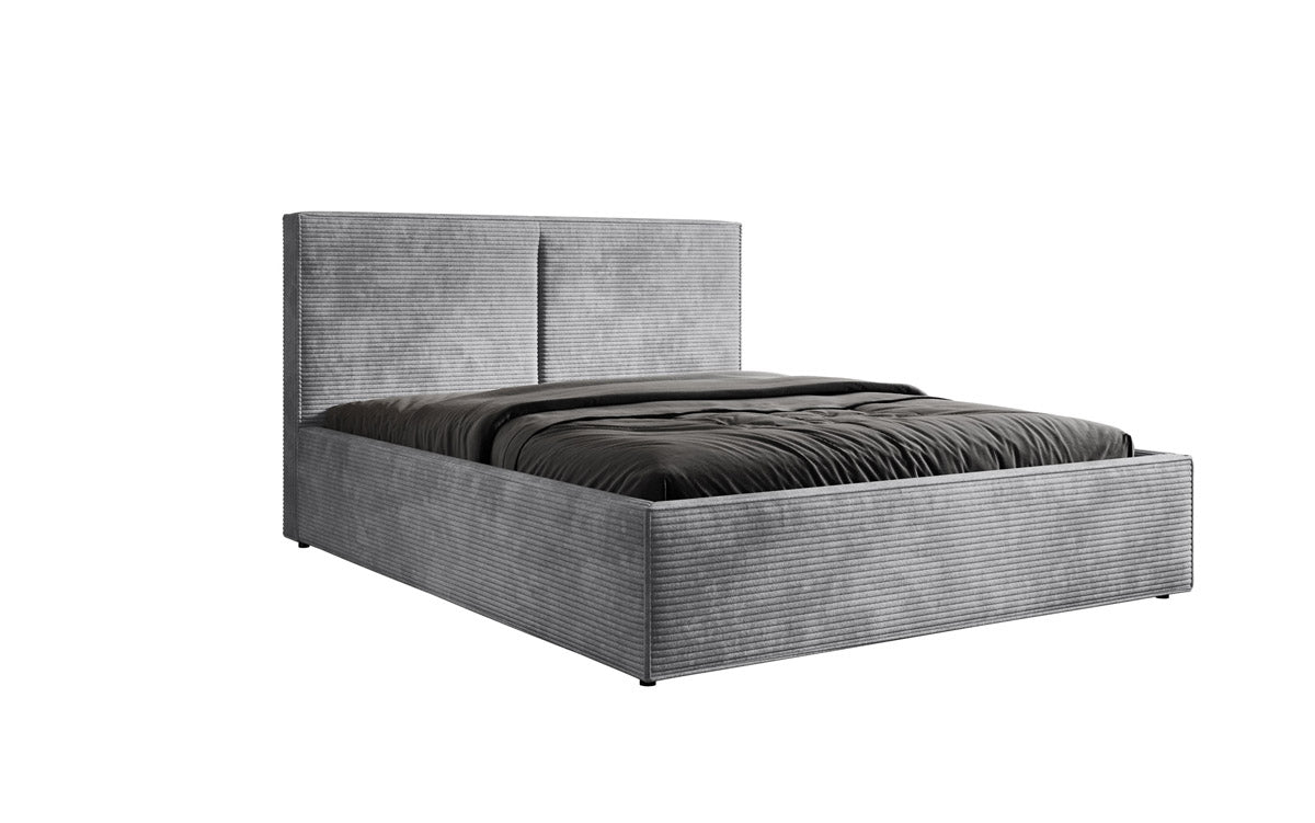 Designer Polsterbett Elara aus Cord mat Stauraum