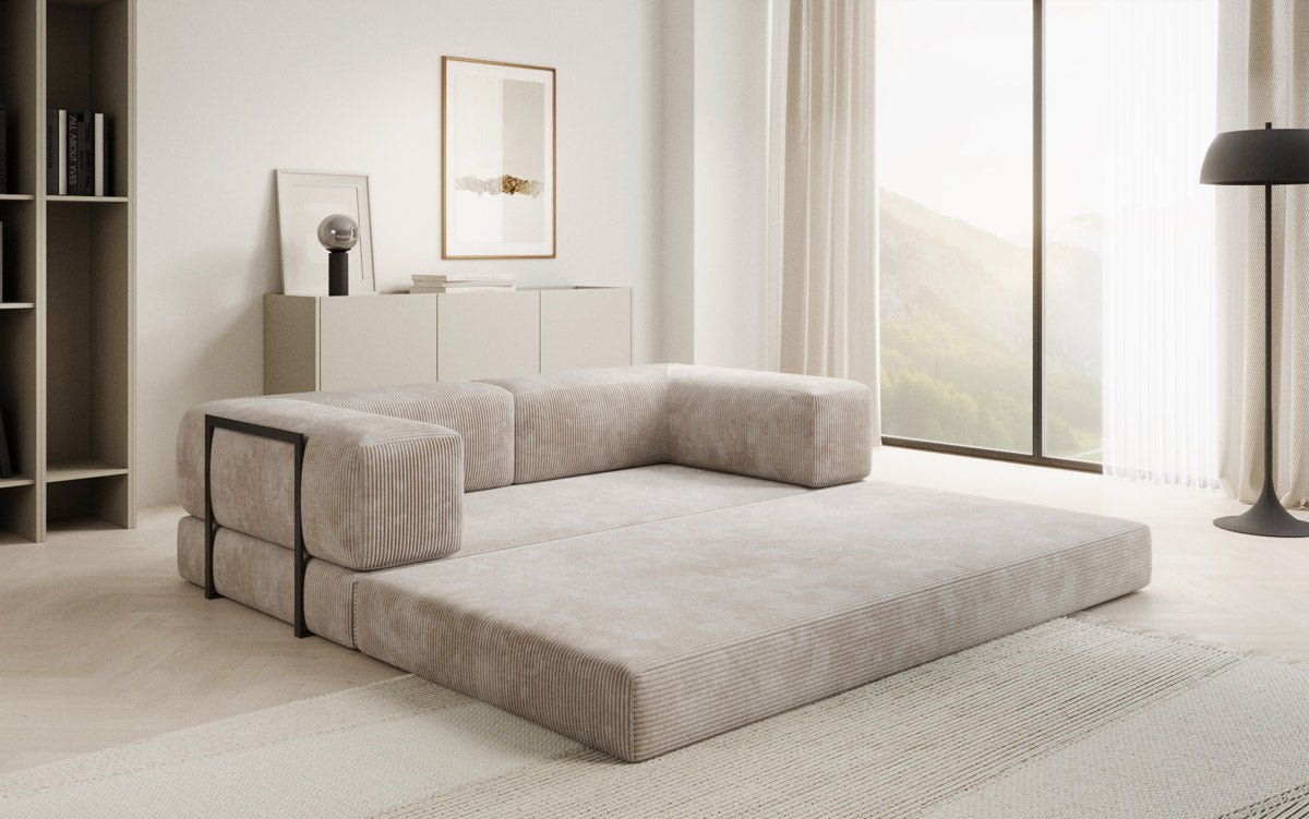 Designer Sofa Lazy 3 Sëtzer aus Cord
