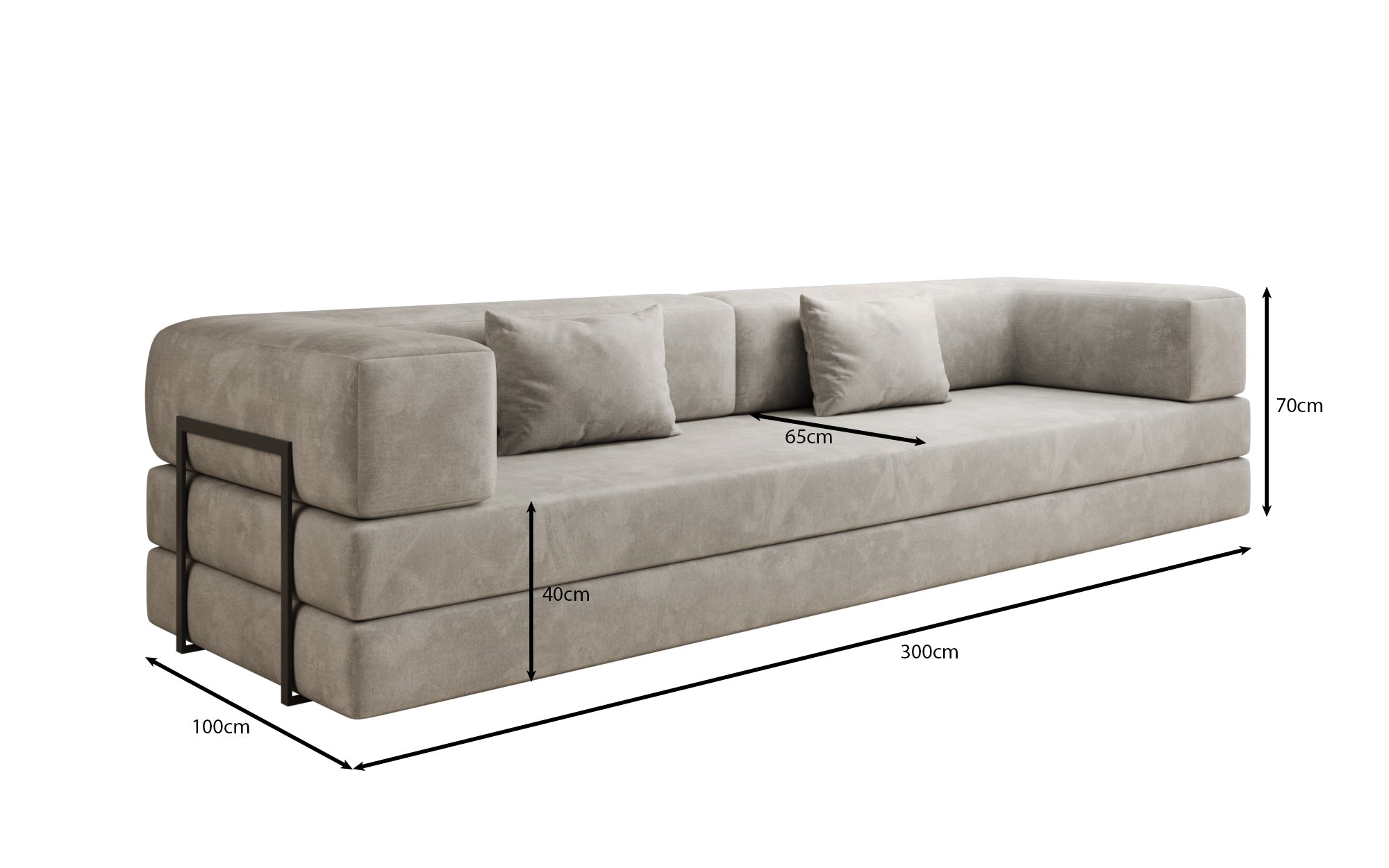 Designer Sofa Lazy 3 Sëtzer XXL a Samt
