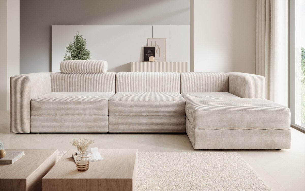 Designer Sofa Stockholm in Cord mit Stauraum