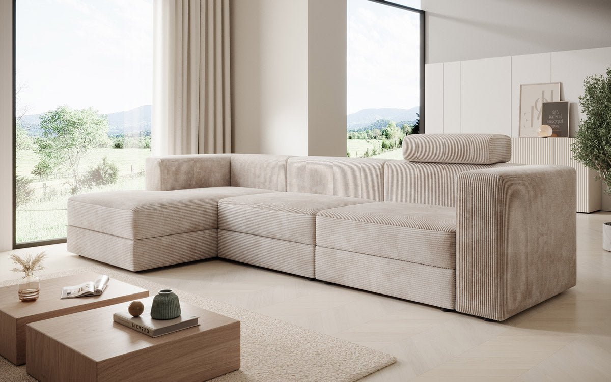 Designer Sofa Stockholm in Cord mit Stauraum