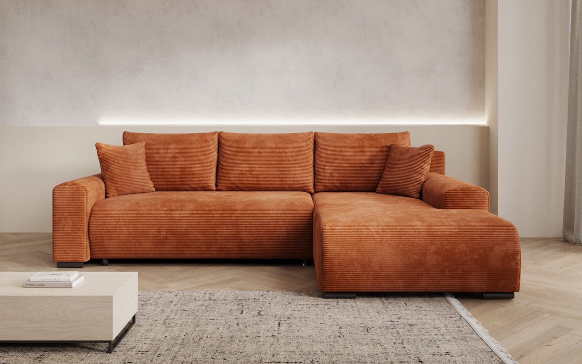 Designer Sofa Hanna mat Schlooffunktioun an Stauraum
