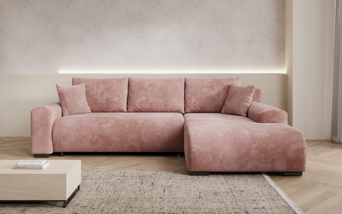 Designer Sofa Hanna mat Schlooffunktioun an Stauraum