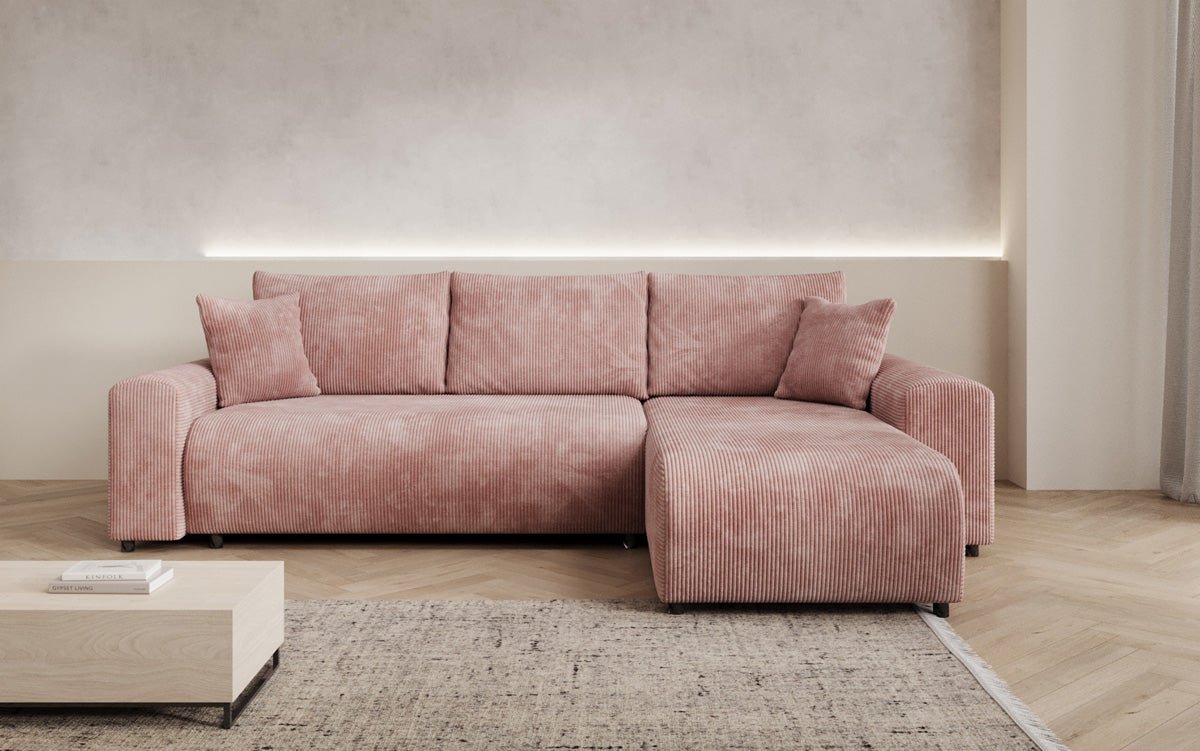 Designer Sofa Hanna mat Schlooffunktioun an Stauraum