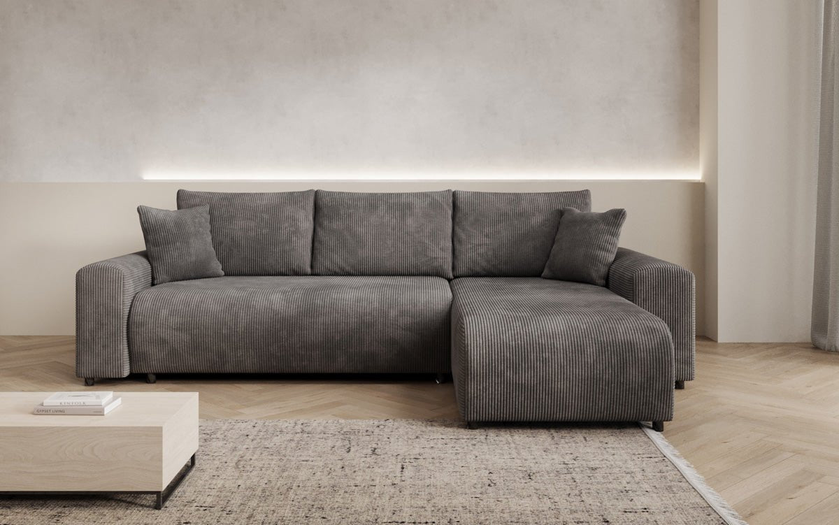 Designer Sofa Hanna mat Schlooffunktioun an Stauraum