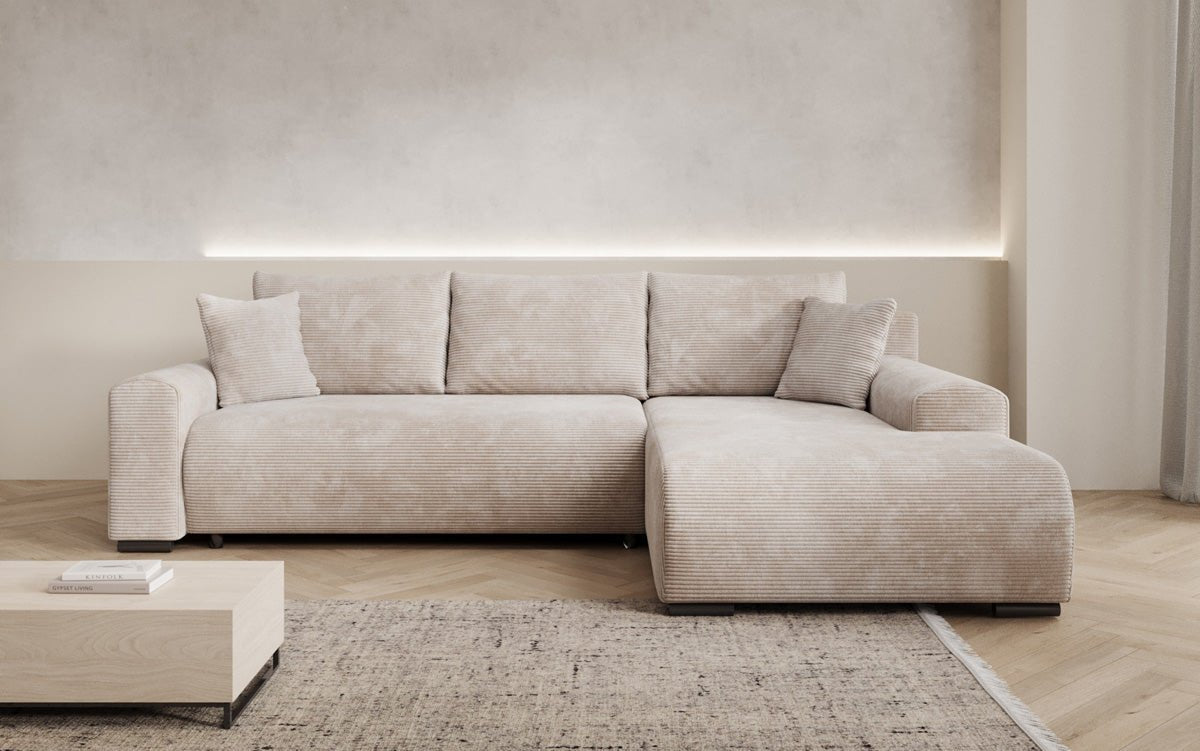 Designer Sofa Hanna mat Schlooffunktioun an Stauraum