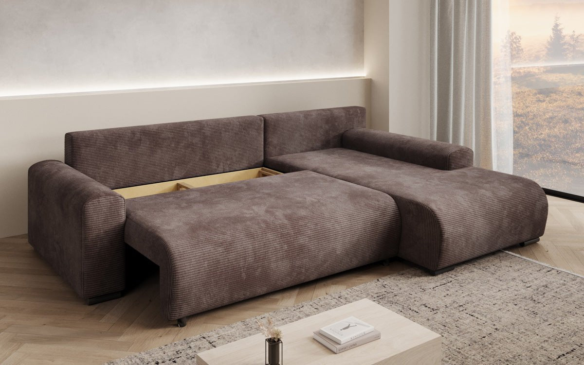 Designer Sofa Hanna mat Schlooffunktioun an Stauraum