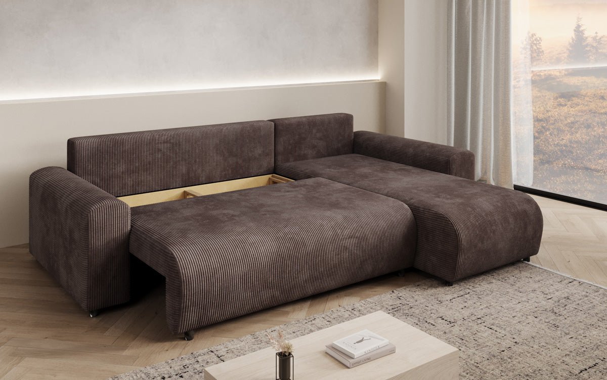 Designer Sofa Hanna mat Schlooffunktioun an Stauraum