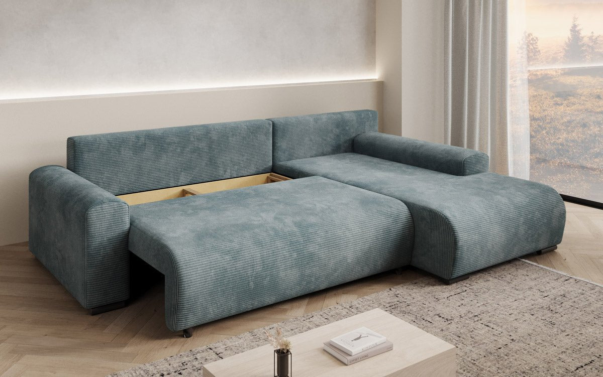 Designer Sofa Hanna mat Schlooffunktioun an Stauraum