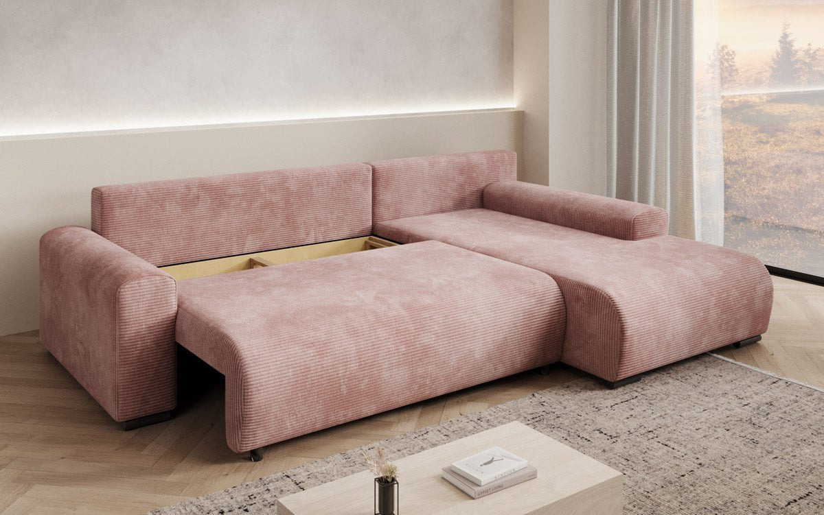 Designer Sofa Hanna mat Schlooffunktioun an Stauraum