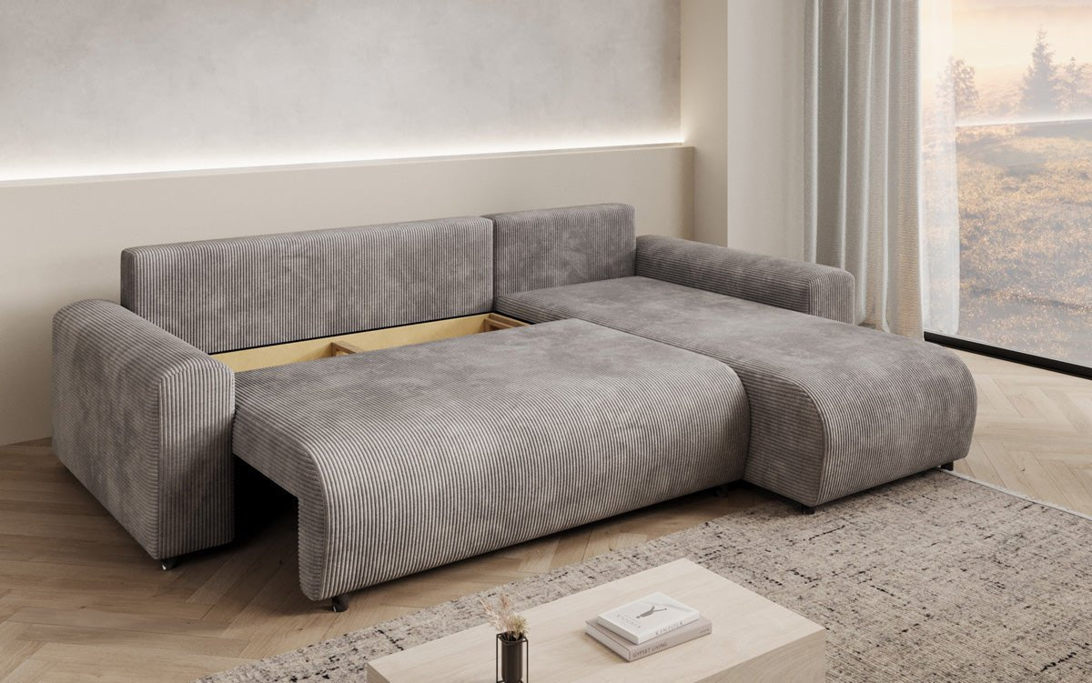 Designer Sofa Hanna mat Schlooffunktioun an Stauraum