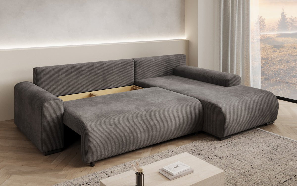 Designer Sofa Hanna mat Schlooffunktioun an Stauraum