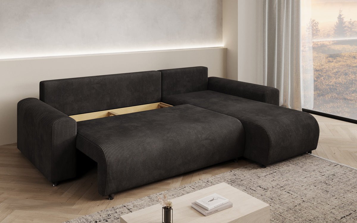Designer Sofa Hanna mat Schlooffunktioun an Stauraum