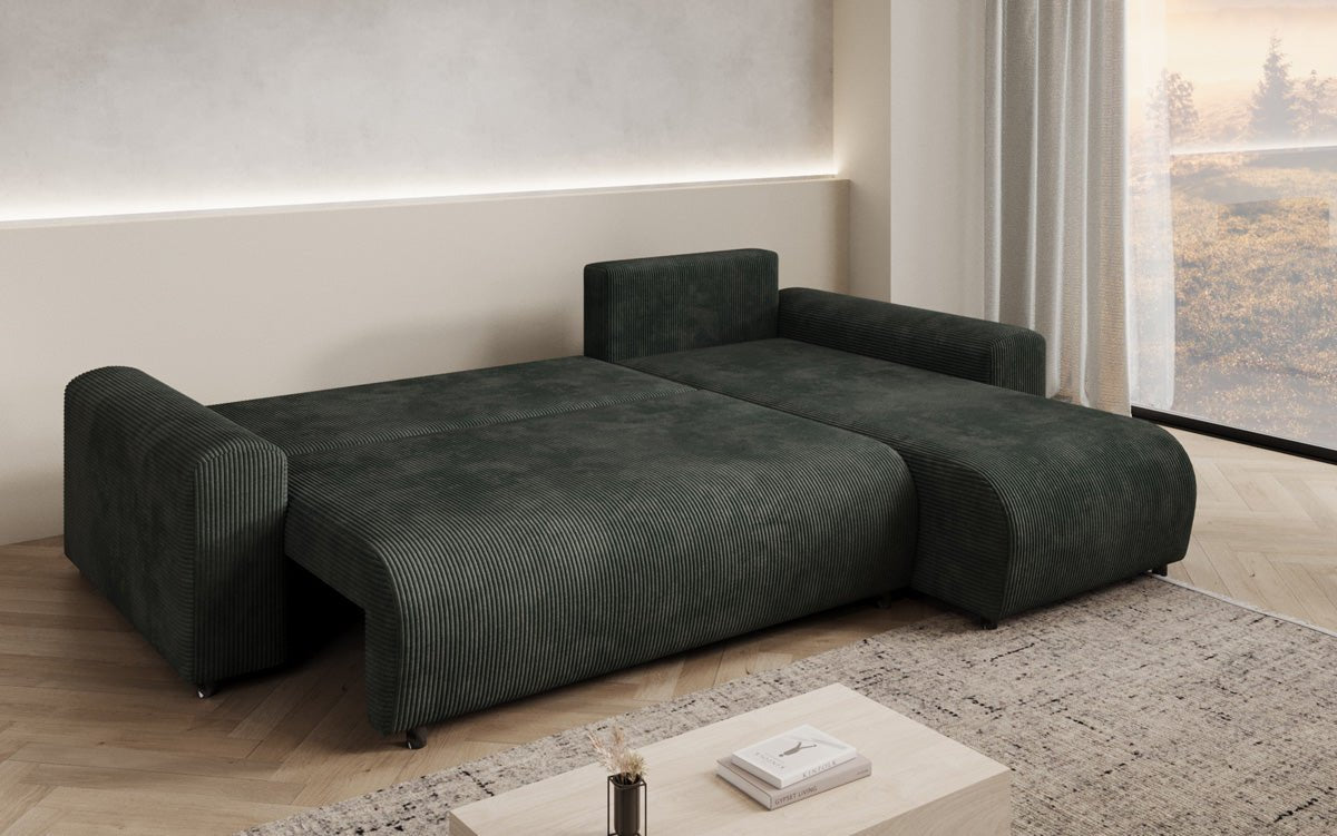 Designer Sofa Hanna mat Schlooffunktioun an Stauraum