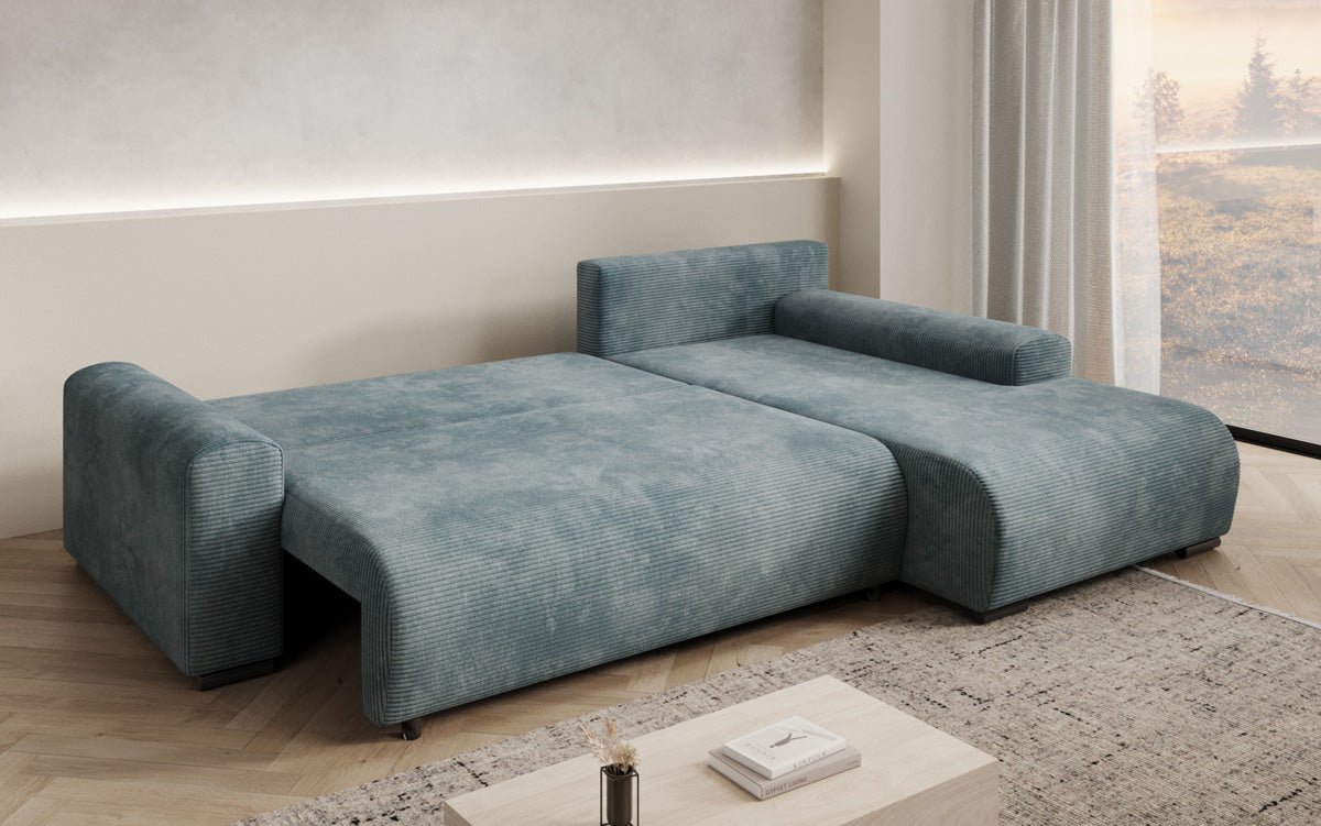 Designer Sofa Hanna mat Schlooffunktioun an Stauraum