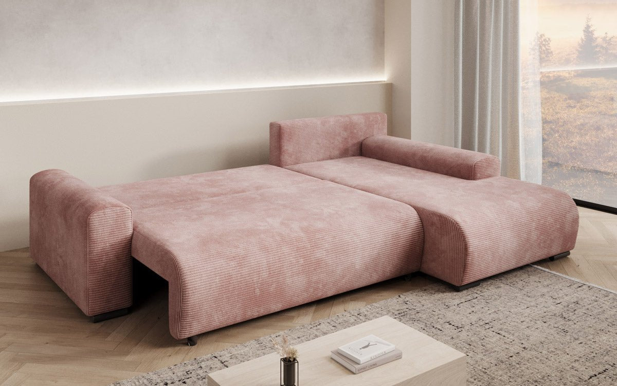 Designer Sofa Hanna mat Schlooffunktioun an Stauraum