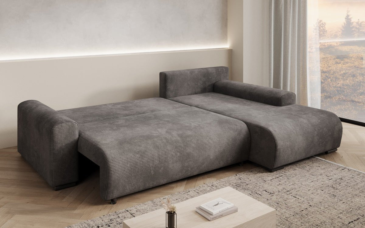 Designer Sofa Hanna mat Schlooffunktioun an Stauraum