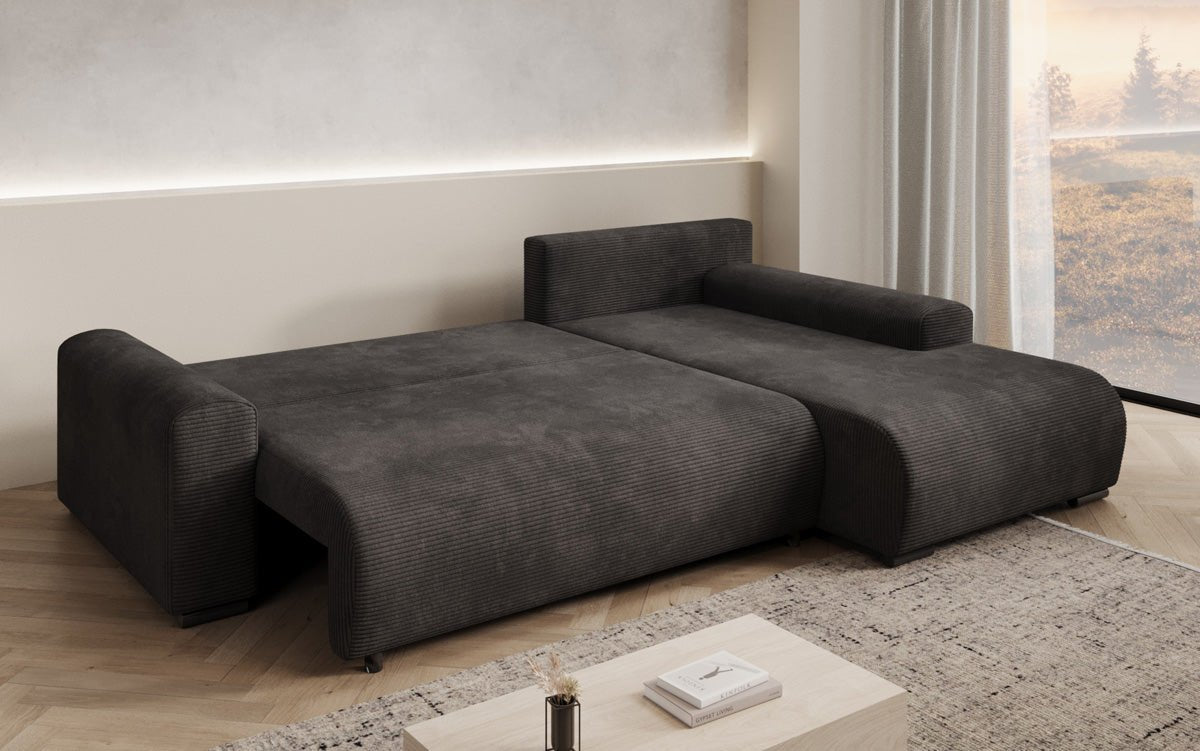 Designer Sofa Hanna mat Schlooffunktioun an Stauraum