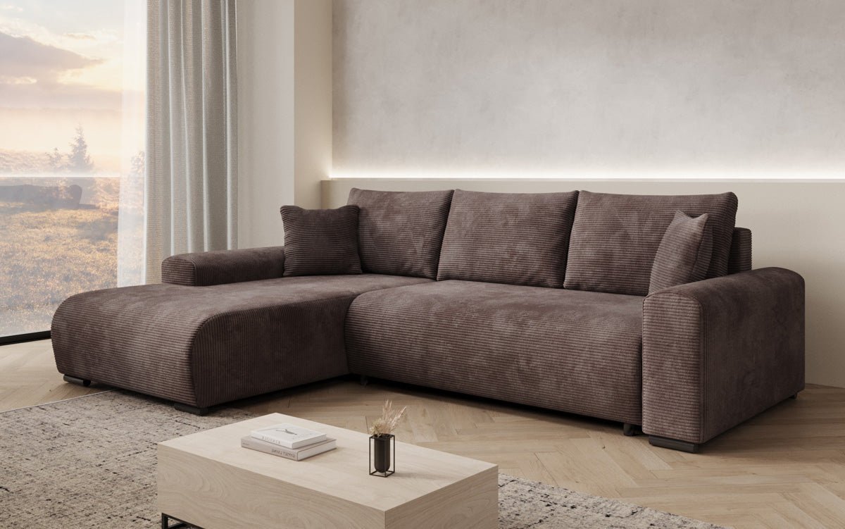Designer Sofa Hanna mat Schlooffunktioun an Stauraum