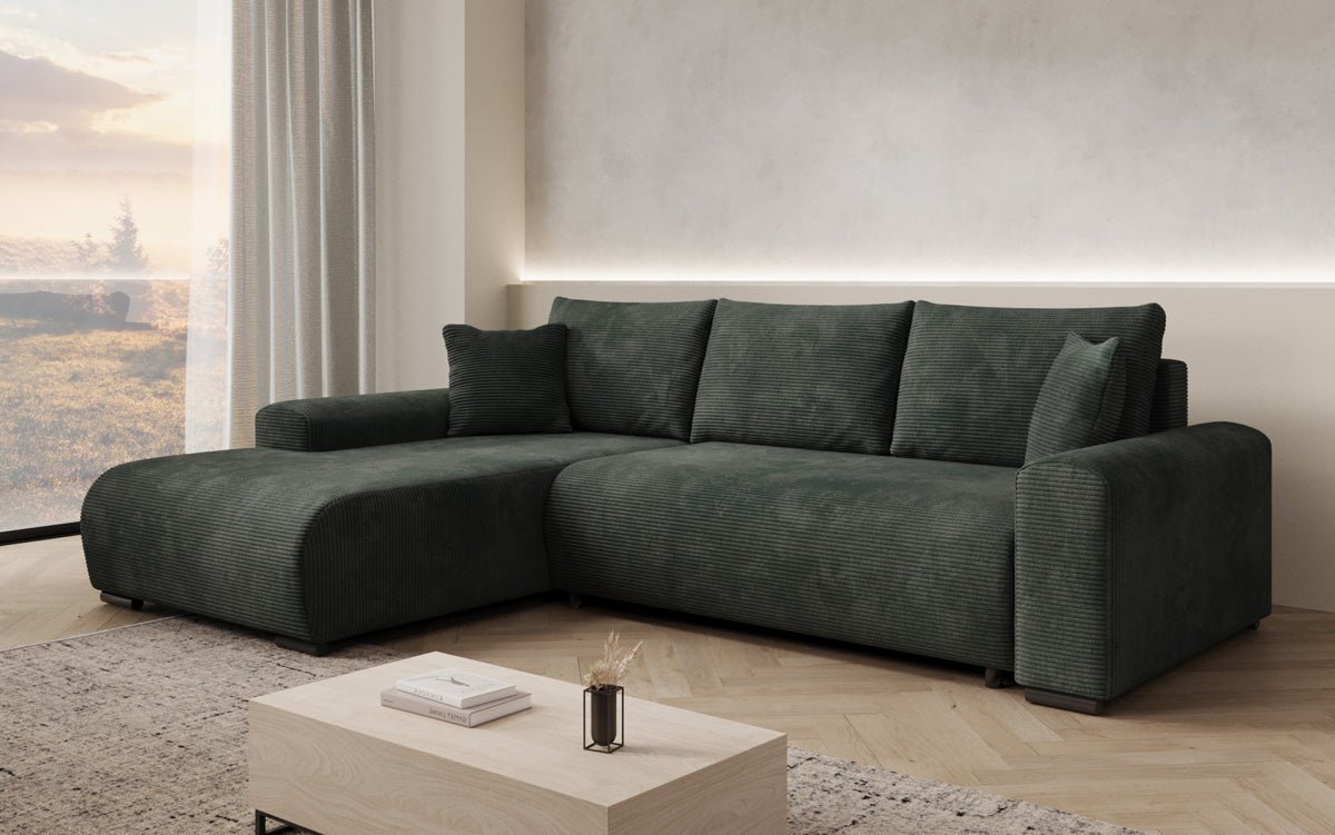 Designer Sofa Hanna mat Schlooffunktioun an Stauraum