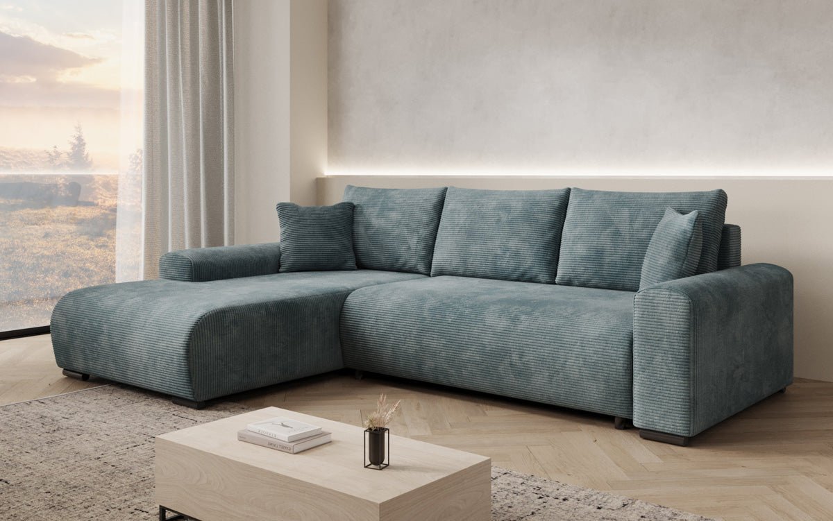Designer Sofa Hanna mat Schlooffunktioun an Stauraum
