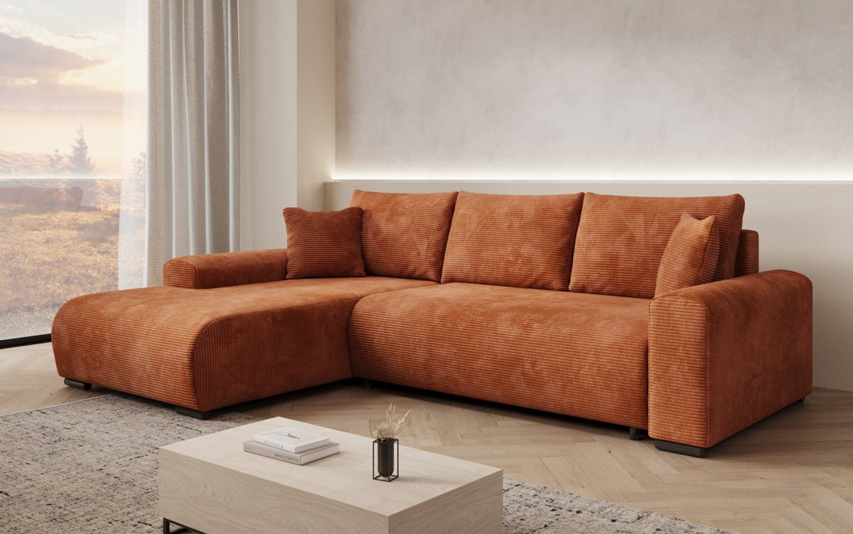 Designer Sofa Hanna mat Schlooffunktioun an Stauraum