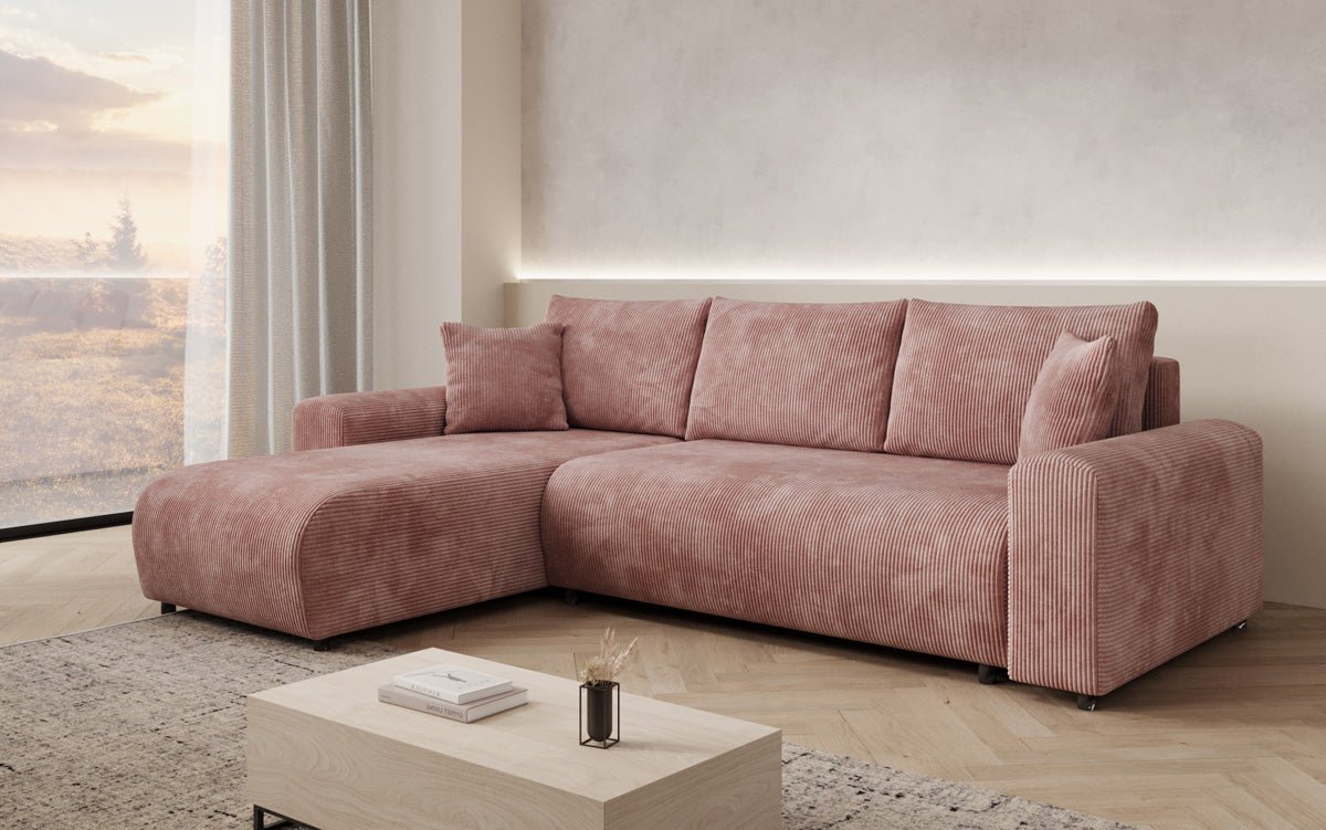 Designer Sofa Hanna mat Schlooffunktioun an Stauraum