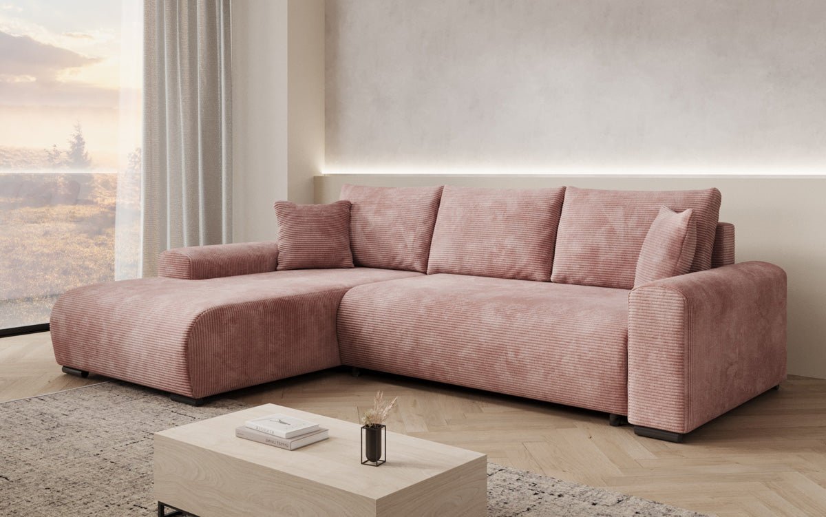 Designer Sofa Hanna mat Schlooffunktioun an Stauraum