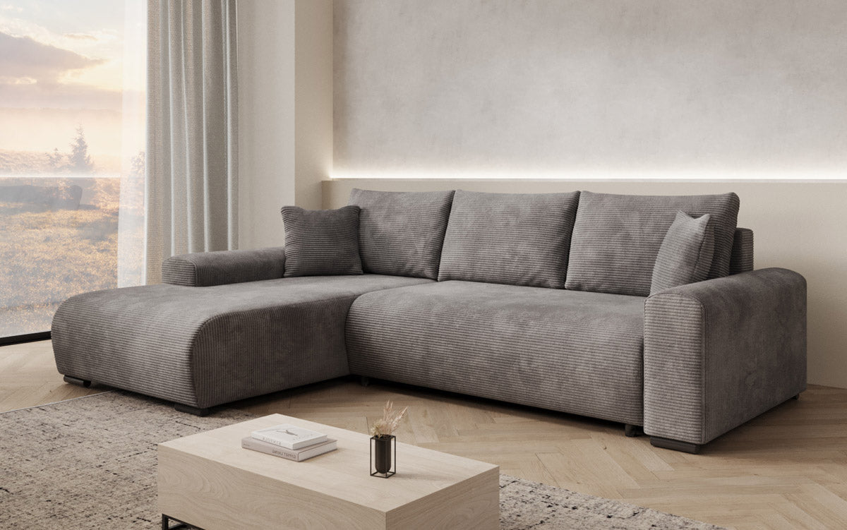 Designer Sofa Hanna mat Schlooffunktioun an Stauraum