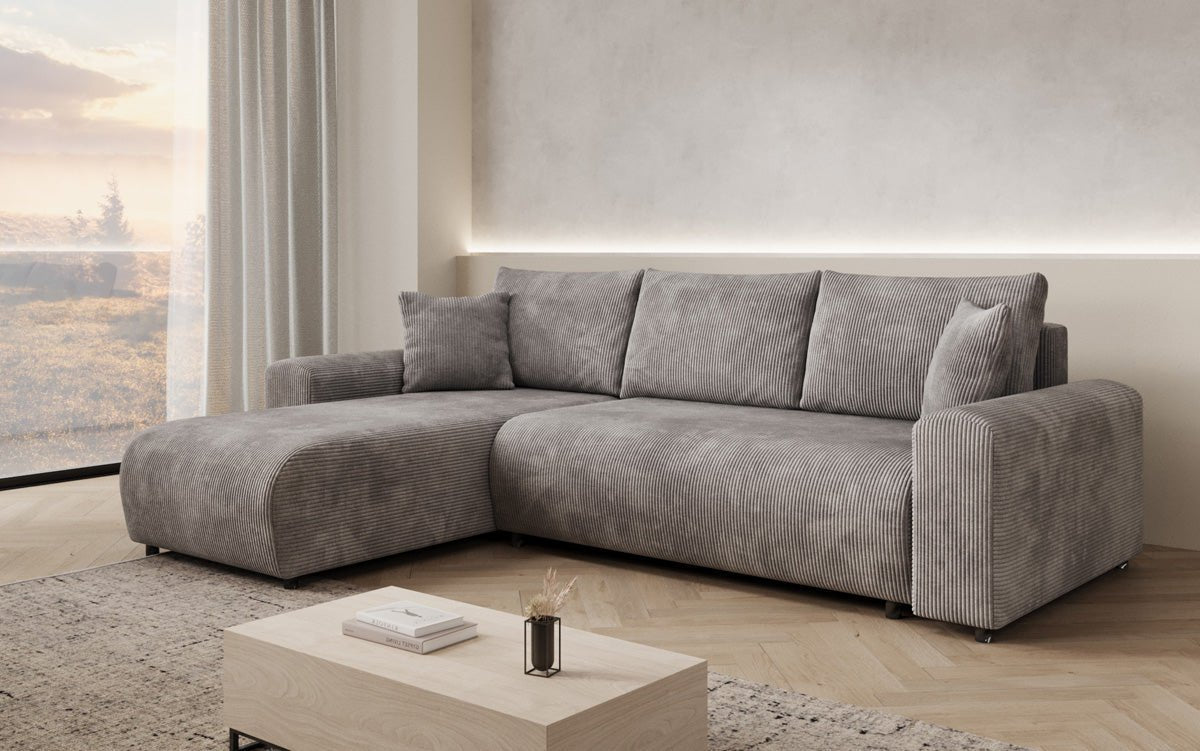 Designer Sofa Hanna mat Schlooffunktioun an Stauraum