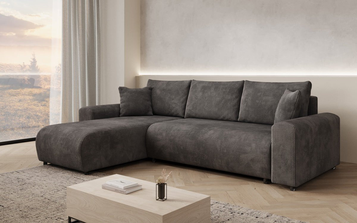 Designer Sofa Hanna mat Schlooffunktioun an Stauraum